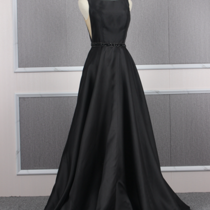 Prom Dresses,black Satin Dresses Long Backless..