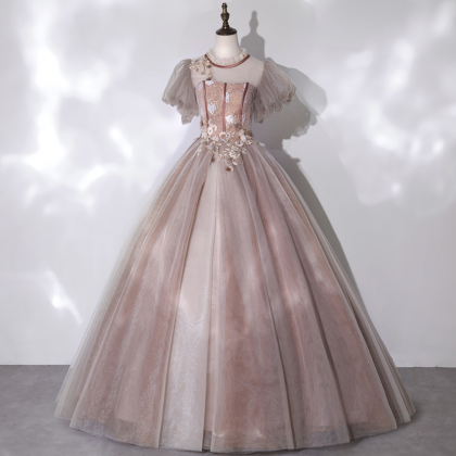 Prom Dresses,gray Pink Lotus Light Gold Glazed..