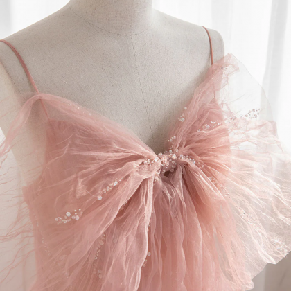 Sparkly Pink Tulle Sequin A Line Long Prom Dress Party Dress SP34 main image 0