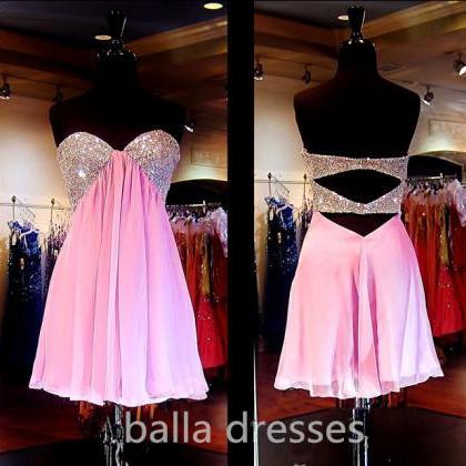 Short Pink Cocktail Dress Homecoming Dresses..