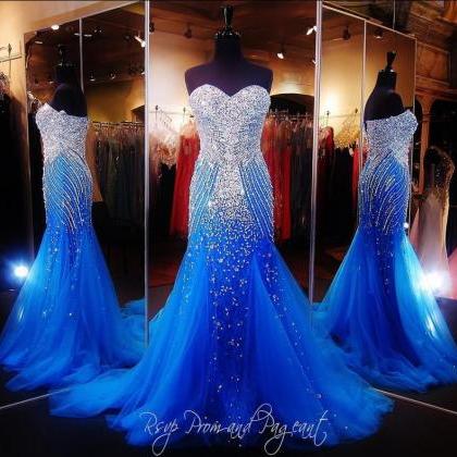 Luxury Blue Mermaid Prom Pageant Dr..