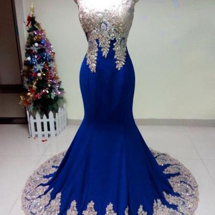 Custom Made Royal Blue Evening Dres..