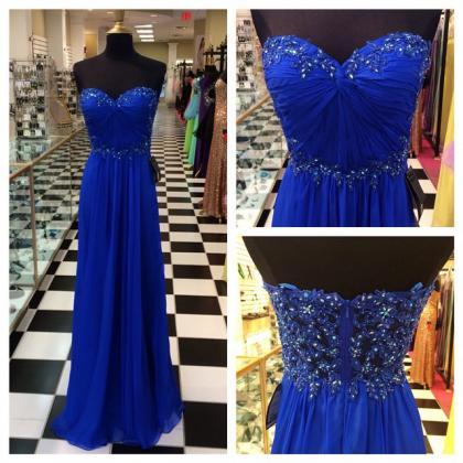 Empire Royal Blue Prom Dress,sweetheart Blue Prom..