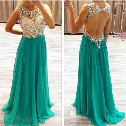 Beaded Open Back Prom Dress,sexy Evening Party..