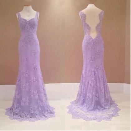 Lilac Prom Dresses,vintage Prom Gown,mermaid..