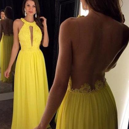 Yellow Prom Dresses,elegant Evening Dresses,long..