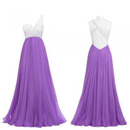 Prom Gown,lilac Prom Dresses,one Shoulder Evening..