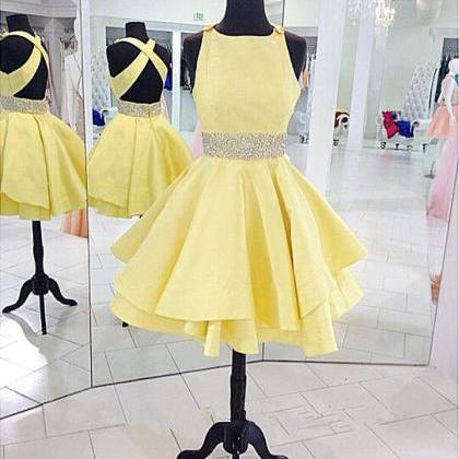 Homecoming Dress,yellow Homecoming Dress,short..