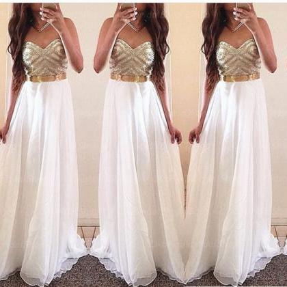 Prom Dresses,beading Prom Dress,white Prom Gown..