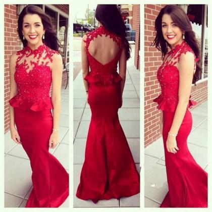 Prom Dress, Custom Prom Dress,red Prom Dress, High..