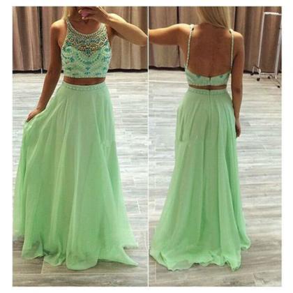 Prom Dresses, Beaded Prom Dresses, Two Piece Prom..