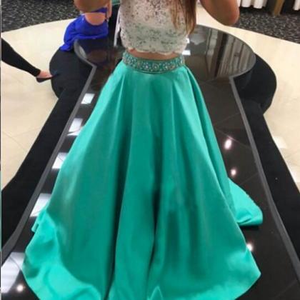 Prom Dress, Two Piece Prom Dress, Lace Top Prom..