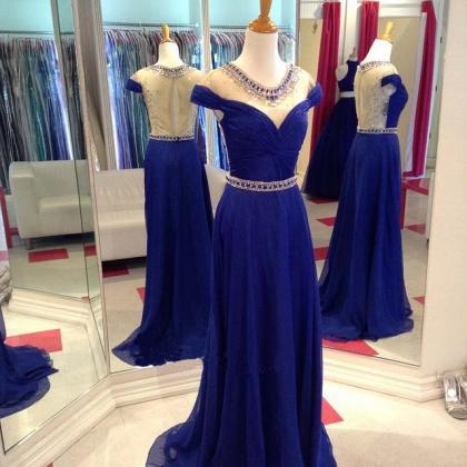 2017 Royal Blueprom Dresses,beading Prom..