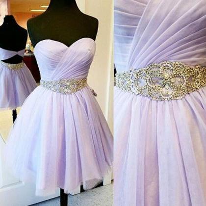 Charming Short Handmade Lavender Prom Dress With..