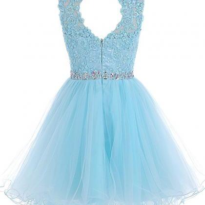 Royal Blue Prom Dress, Short Beaded..