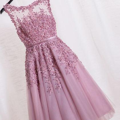 Beauty Graduation Dress,short Prom Dress, Purple..