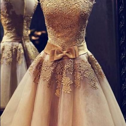 High Neck Prom Dress Applique Prom Dress Charming..