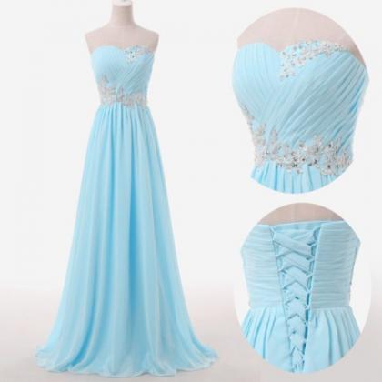 Light Blue Prom Dresses, Sweetheart Evening Gowns,..
