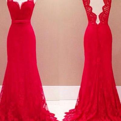 Elegant Mermaid Prom Dress, V-ncek Prom Dress,..