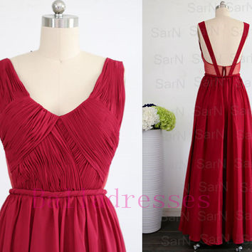 Backless Prom Gown, Prom Dresses,red Evening..