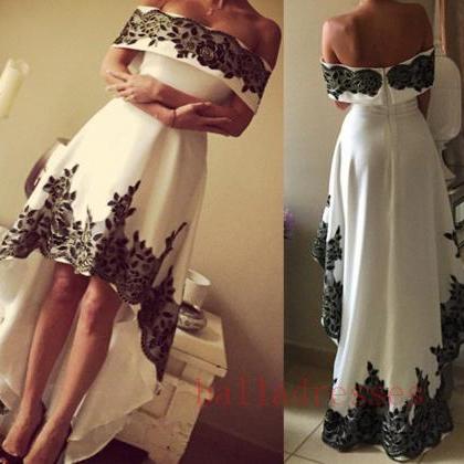 White Prom Dresses,high Low Evening Gowns,lace..