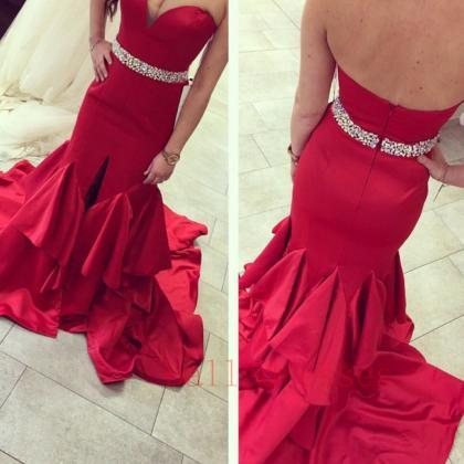 Red Prom Dresses,mermaid Prom Dress,satin Prom..