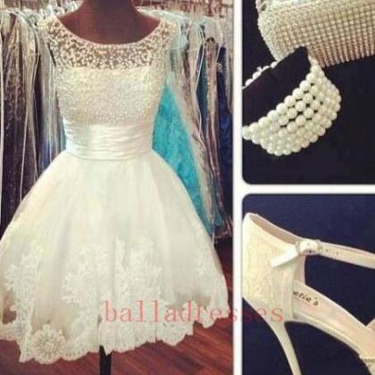 White Long Sleeves Party Gown,White Homecoming Dress Y6833