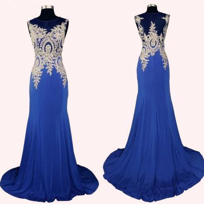 Beautiful Royal Blue Handmade Mermaid Prom Gowns,..