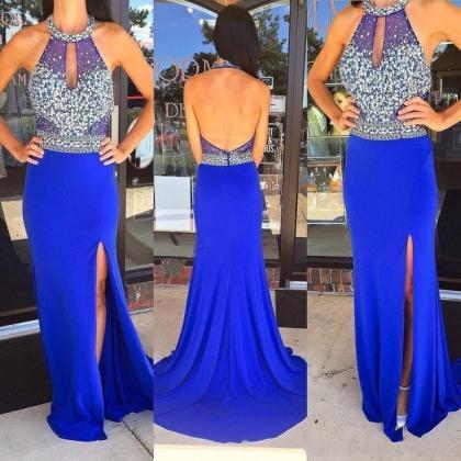 Sexy Halter Mermaid Backless Prom Dresses 2017..