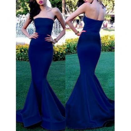 Mermaid Prom Gown,royal Blue Evening Gowns,beaded..