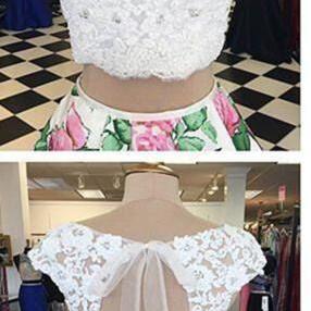 Prom Dress, Printed Flower Long Prom Dress Two..
