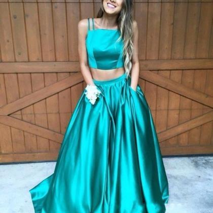 Newest Two Pieces Sweep Train Prom Dresses..