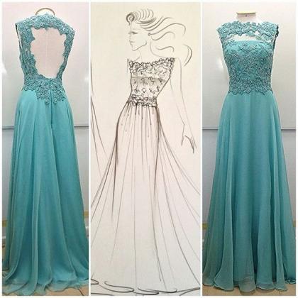 Lace Prom Dresses,blue Prom Dress,modest Prom..