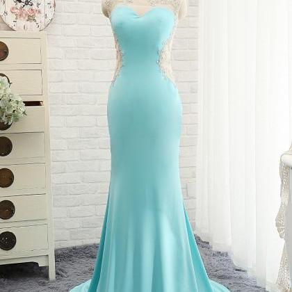 Modest Prom Dresses,sexy Prom Dress,goregeous Blue..