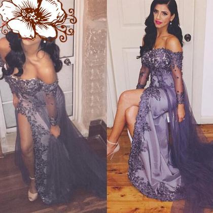Lace Prom Gown,lace Prom Dresses,off The Shoulder..