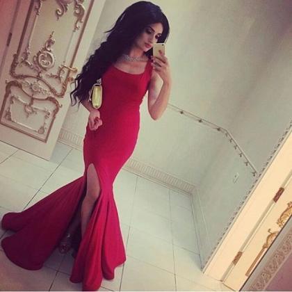 Red Mermaid Prom Dress, Formal Gown,sexy Evening..