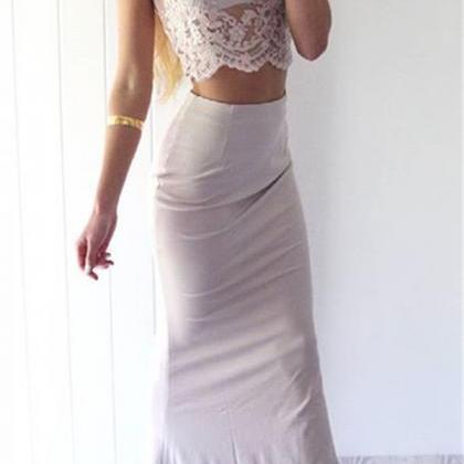 Sexy Prom Dresses,white Lace Evening Gowns,mermaid..