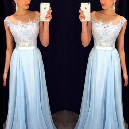 Light Blue Prom Dresses,tulle Prom Dress,lace Prom..