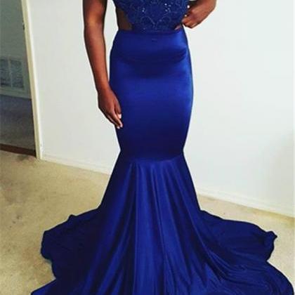 Mermaid Prom Gown,royal Blue Evening Gowns,party..