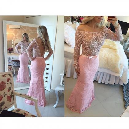 Prom Dresses,prom Dress,pink Lace Prom Dresses..