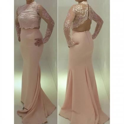 Prom Dresses,prom Dress,high Neck Two Piece Long..