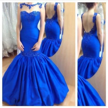 Mermaid Prom Gown,royal Blue Evening Gowns,party..