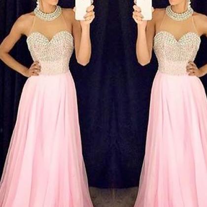 Prom Dresses,prom Dress,chiffon Prom Gown,pink..