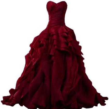 Prom Gown,prom Dresses,burgundy Evening..