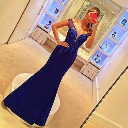 Lace Prom Gown,royal Blue Prom Dresses,off The..