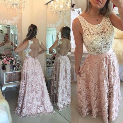 Prom Dresses,pink Evening Gowns,lace Formal..