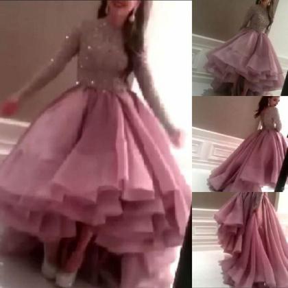Pink Prom Dresses,high Low Prom Gown,prom..