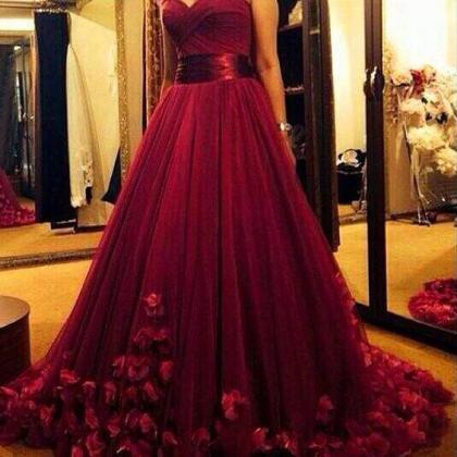 Burgundy Prom Dresses,princess Prom Gown,simple..
