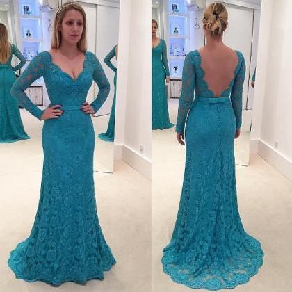 Mermaid Prom Gown,lace Evening Gowns,party..