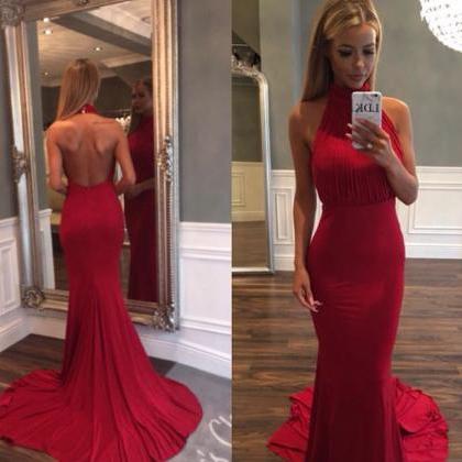 Prom Dress,stylish Red Prom Dress,mermaid Backless..